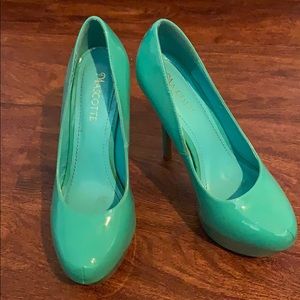 Teal Leather Heels